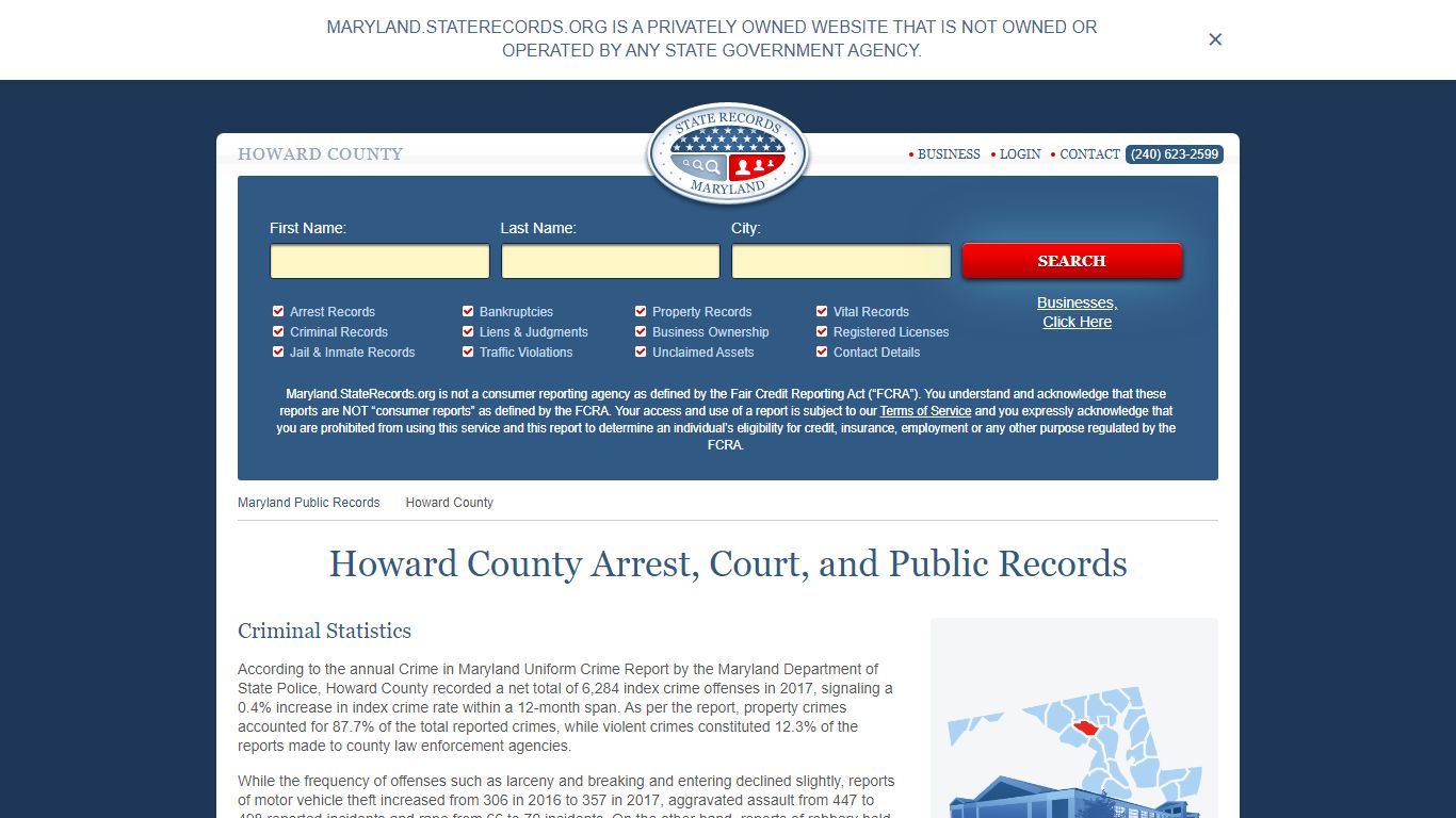 Howard County Arrest, Court, and Public Records